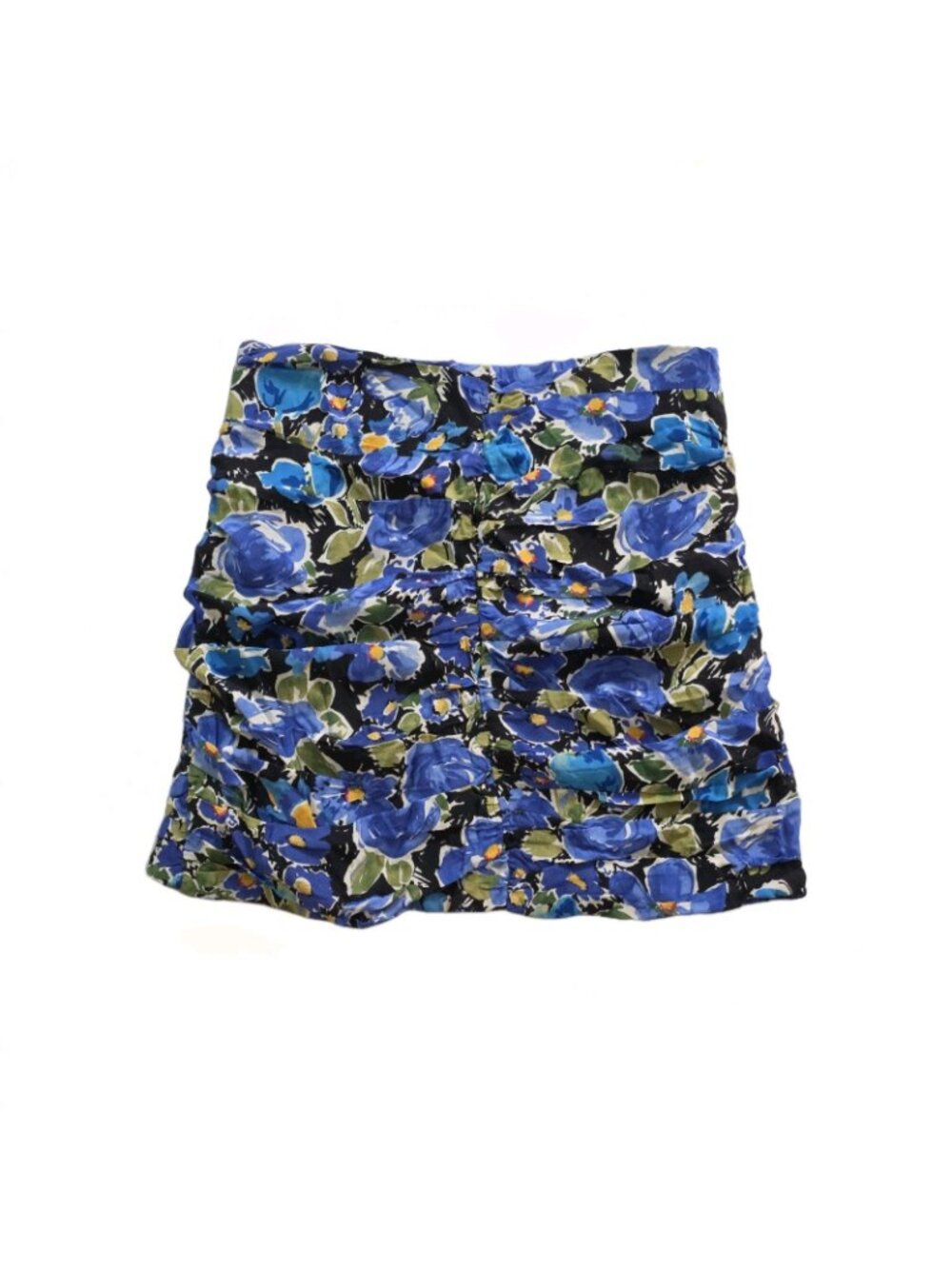 Zara Blue Floral Ruched Mini Skirt S Join Life Viscose Boho Blogger Favorite Y2K - Picture 16 of 16